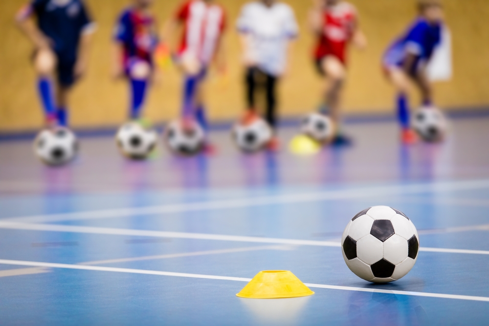 Football training in sports hall